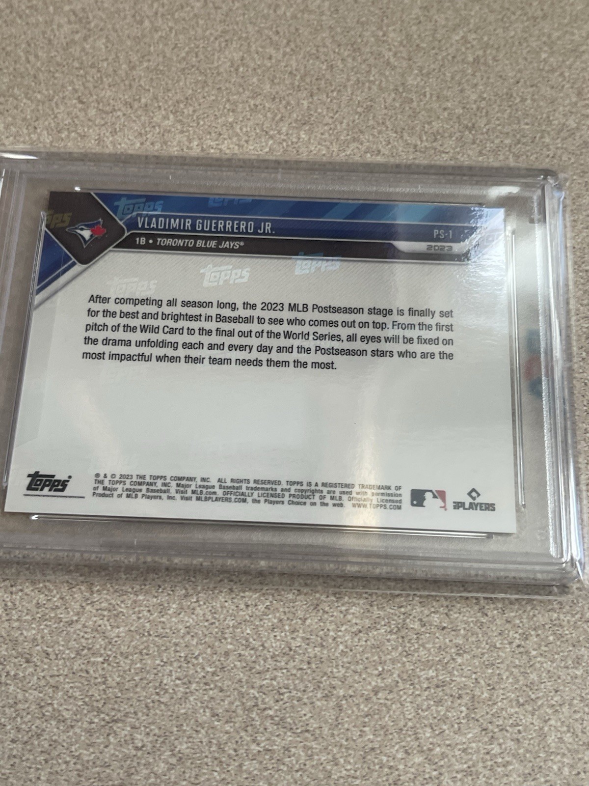 Vladimir Guerrero Jr. 2023 Topps Now PS1 Blue /49 Postseason “Blue Jays” PSA 10 view 4