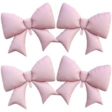 4Pcs Pink Bow Foil Balloons, 38in Giant Bow Party Decora Balloons, Elegant Bo...