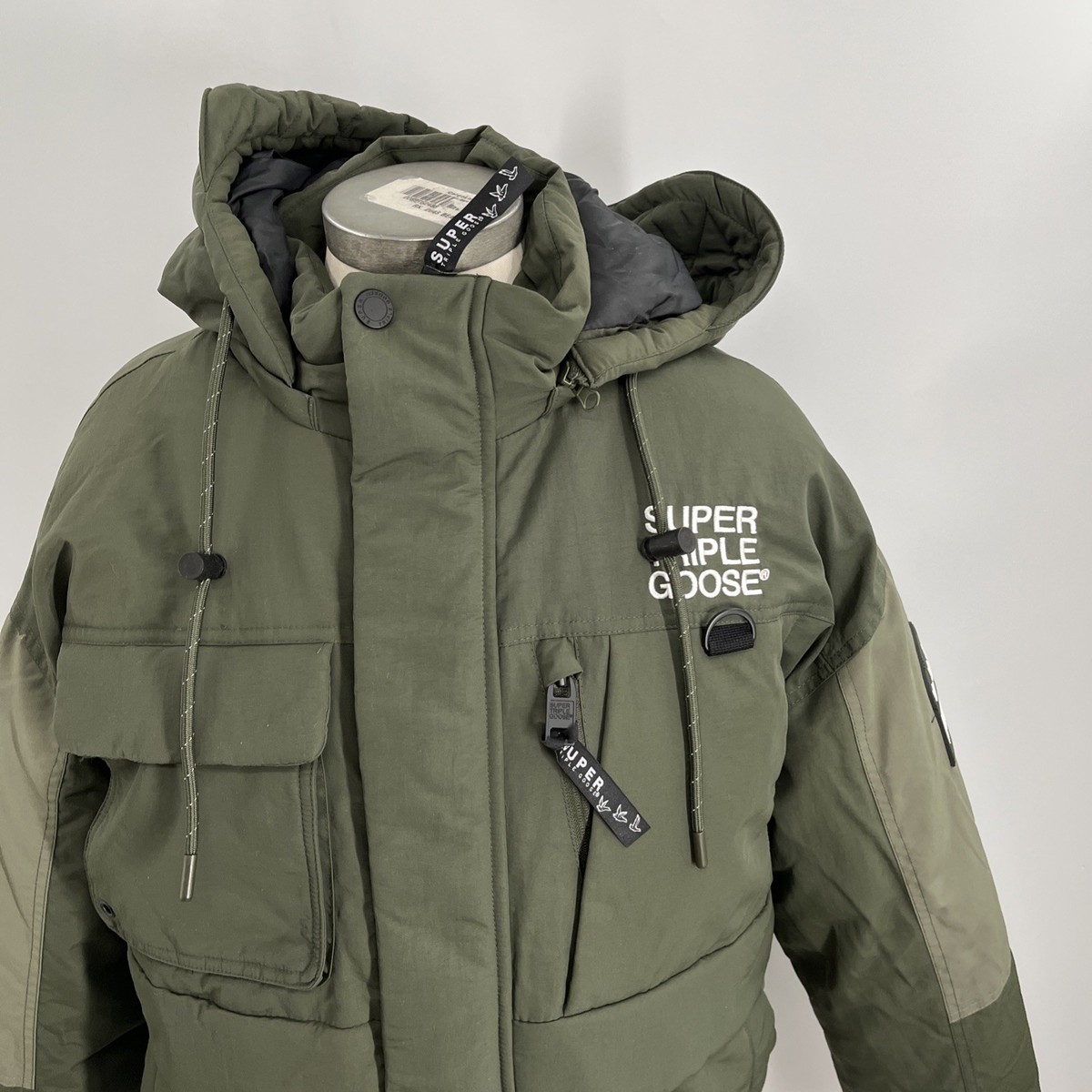Super Triple Goose Men's Olive Dusty Green Winter Ski Parka Hooded