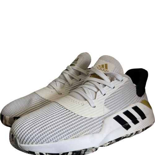 Adidas Pro Bounce 2019 Low Mens Size 10 White Black Gold Basketball Shoes EF0472