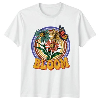 Bloom Damen T-Shirt Retro Blumen Natur Muttertag Geschenk für Sie