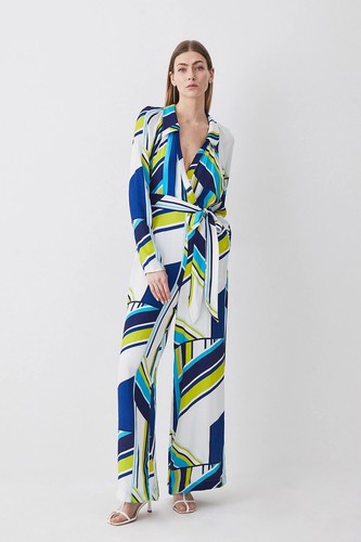Karen Millen Bold Stripe Collared Batwing Jumpsuit Sz 20 BNWoT - Picture 3 of 5