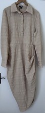 PRETTYLITTLETHING Plus Stone Textured Ruched MIDI Shirt Dress Curve 20 BNWT