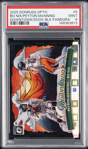 Bo Nix / Peyton Manning #5 2025 Panini Donruss Optic Downtown Duo card