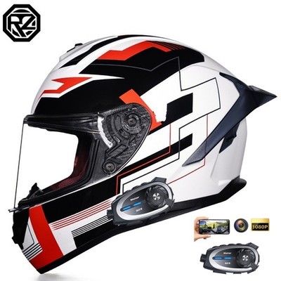 Bluetooth Motorcycle Intercom Helmet Built-in Camera Full Face Motorbike Helmets