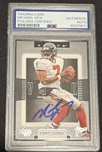 Michael Vick Signed 2003 UD Finite #7 1597/2350 PSA/DNA