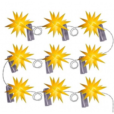 DecoTrend Sterntaler LED 9er Sternenkette - 18 Zacker - (8 cm Ø) (Netzteil)