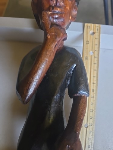 14 Inch Tall African Man Carved Statue Made Of wood - Picture 3 of 21