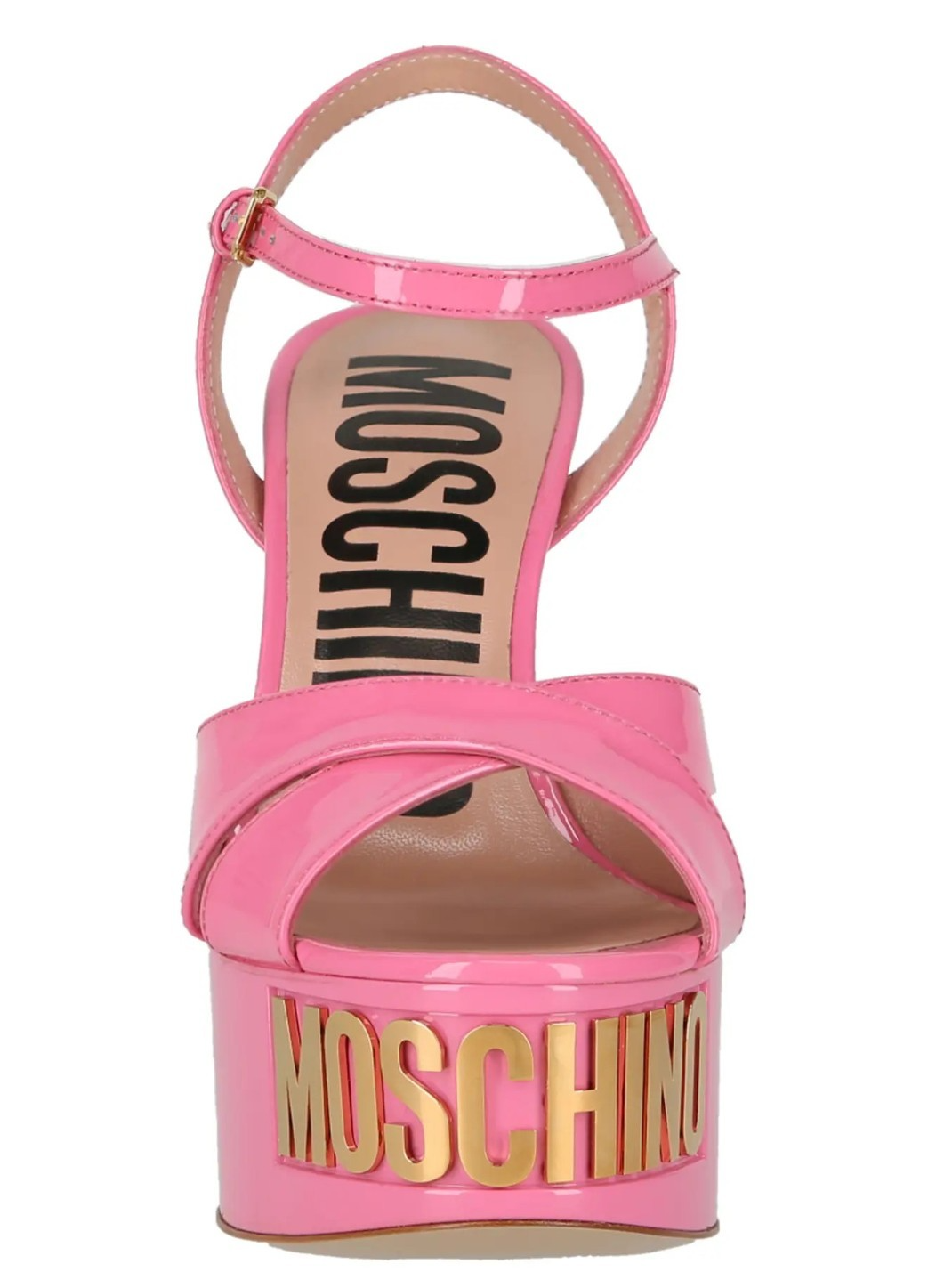SAOLA Moschino sandali donna logo suola pelle plateau tacco rosa taglia 39 US 9