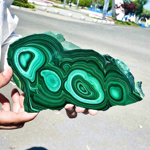 2.53LB Natural malachite slice quartz crystal luster mineral specimen - Picture 2 of 13