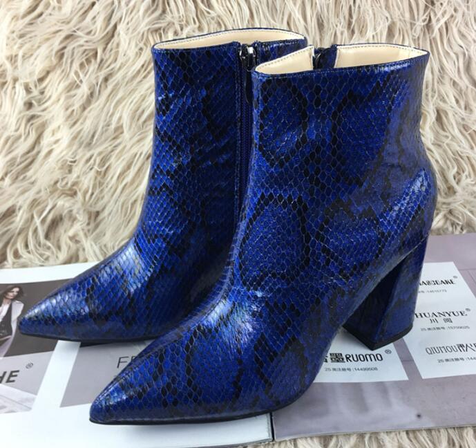 Pointed toe Occident Back Zipper Block Heels Ankle Stivali Donna ... Pointed toe Occident Back Zipper Block Heels Ankle Stivali Donna ...