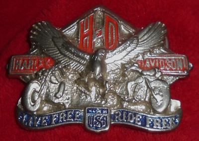 Harley Davidson  Live Free, Ride Free  Belt Buckle USA EUC