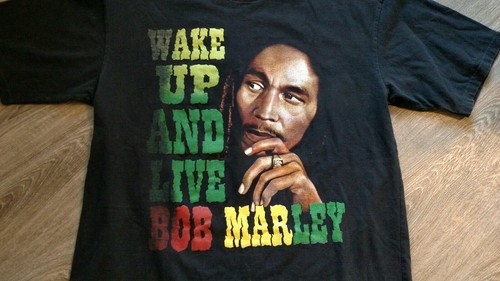 Bob Marley T-Shirt Wake Up And Live Double Sided Graphic T Hip Hop Hippy BOHO - Picture 2 of 9