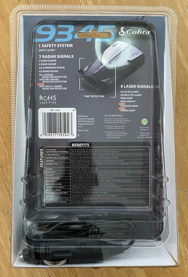 Cobra XRS 9345 Laser Radar Detector 14 Band Xtreme Long Range eBay