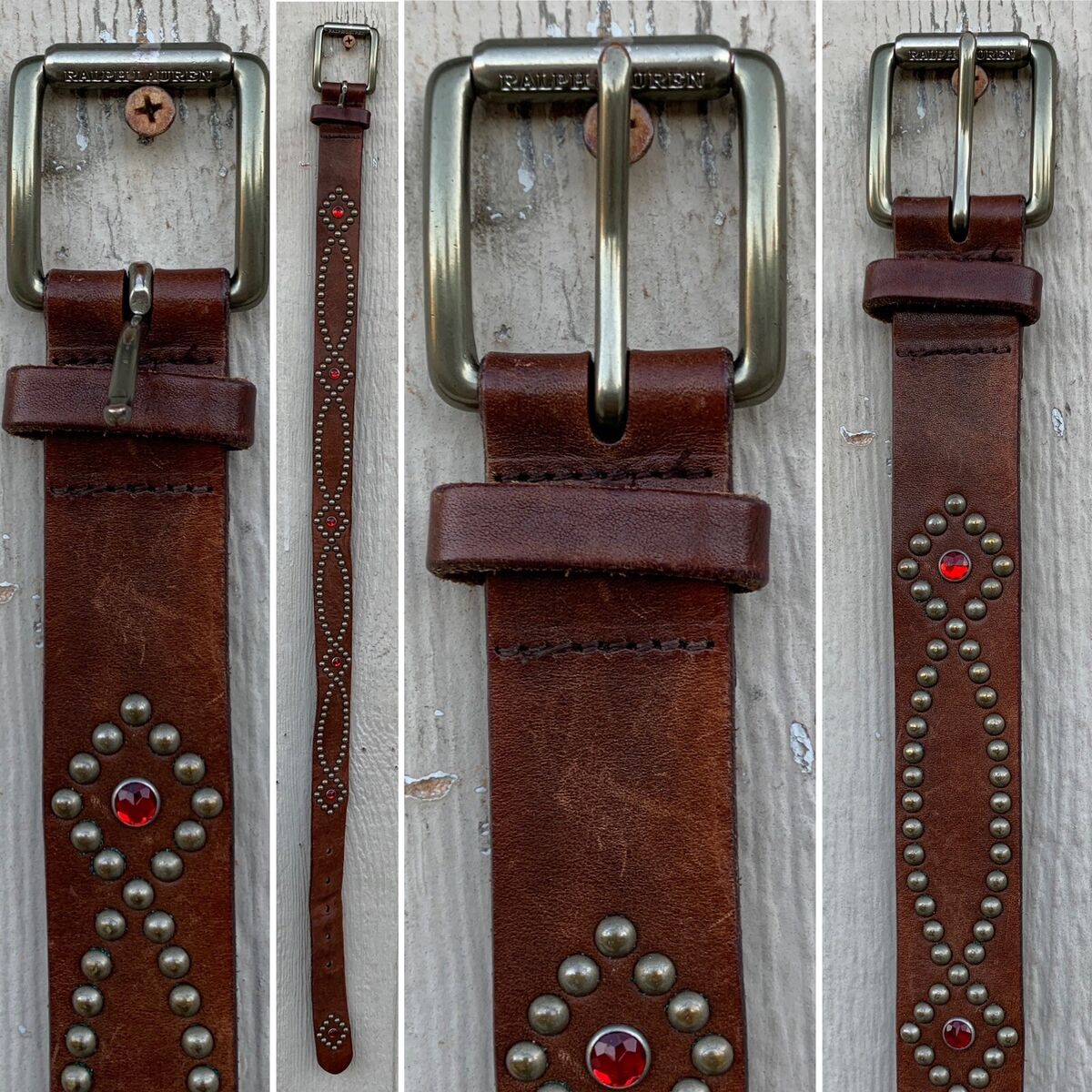 Ralph Lauren Belt Studded Rivet Western Cowgirl Cowboy Biker Ralph Lauren Belt Studded Rivet Western Cowgirl Cowboy Biker