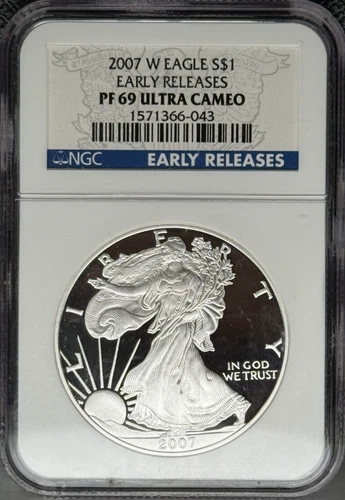2007-W Proof Silver Eagle NGC PF 69 Ultra Cameo Early Releases (043)