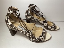 Jimmy Choo Vernie Lace Up Snakeskin Heels Pumps Open Toe Python 36.5/6 895