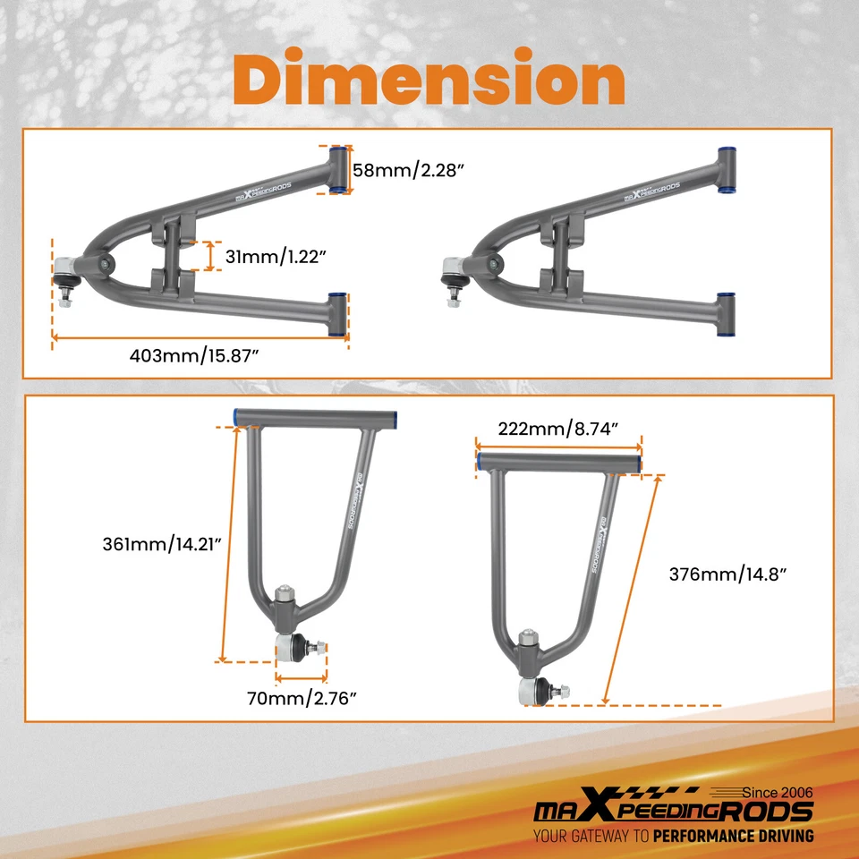 Kit de brazos A superiores inferiores delanteros de suspensión para brazos de control Yamaha YFZ450 2004-2013 Foto 4 de 4