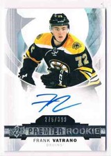2015-16 UPPER DECK PREMIER AUTO RC FRANK VATRANO ROOKIE AUTO 275/399 BOSTON
