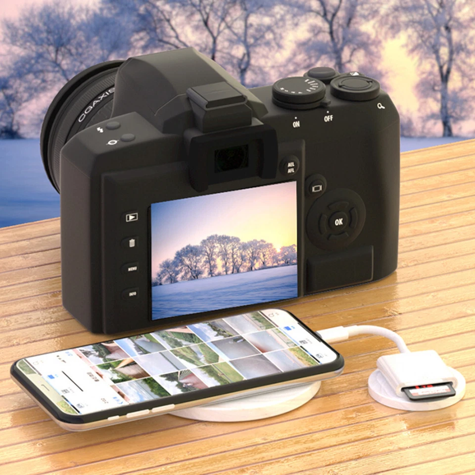 Adaptador de tarjeta SD lector de cámara para iPad iPhone 6 6S 7 8 Plus 11 12 Pro Xs Max Foto 2 de 4