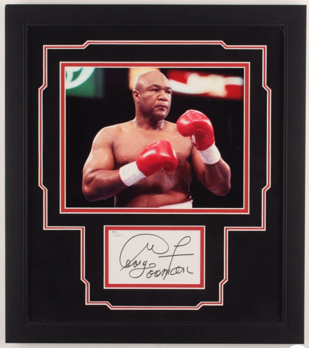 George Foreman Hand Signed Cut And Photo 16x18 Framed And Matted