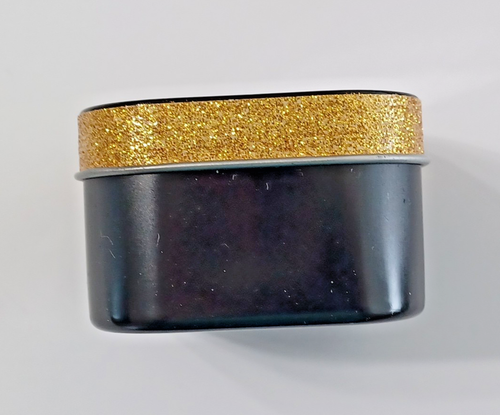 Black Tin Boxes w/ Clear Top & Gold Glitter Stripe – 2.5" Favor Craft Storage - Imagen 6 de 11