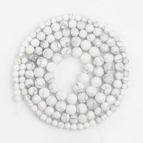 Matte White Stone Beads - Dull Polished Bead Charms DIY Bracelet Jewelry Making - Picture 6 of 24