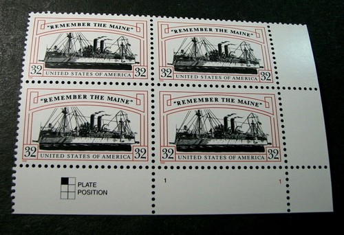 US-Plattenblöcke Stempel Scott # 3192 Remember the Maine 1998 postfrisch L427
