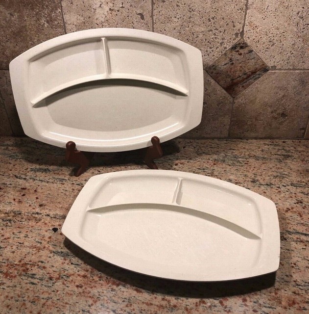 Set of 2 Vintage Nordic Ware Microwave Divided Dinner Trays 12.5" by 8.