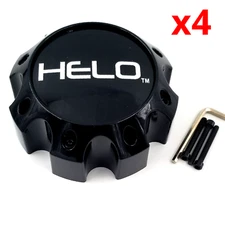 x4 Helo Gloss Black 8 Lug Bolt On HE916 HE917 Wheel Center Cap 1079L170HE2GB-H67