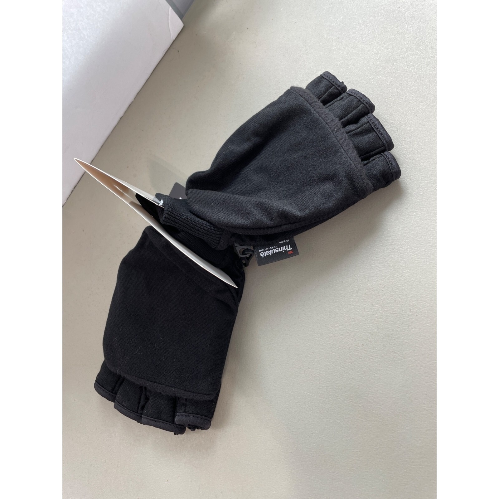 Hand Armor Fingerless Convertable Gloves Mittens L Thinsulate Black  NEW