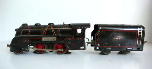 TRAINS JEP "O" LOCO VAPEUR TYPE 120 ÉLECTRIQUE AVEC TENDER TÔLE 1938 FONCTIONNE - Imagen 4 de 9