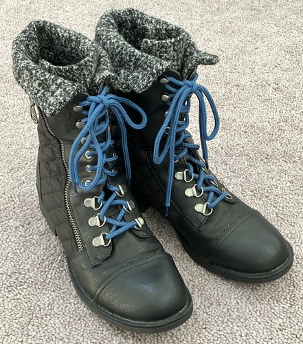 STIVALI DONNA TRAPUNTATI/CERNIERA/LACCIATI NERI-BY GUESS/6,5 M-RARI! - Foto 2 di 12