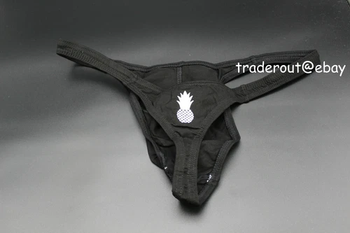 JJ Malibu men Black Bulge pouch cotton G-string Thong underwear size M L XL