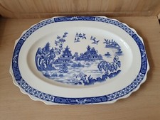 Myott Blue / White Platter Plate Pagoda Design 37cm Long