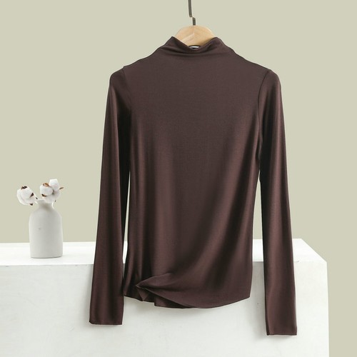 Women Shirt Long Sleeve Mock Neck Tops Turtleneck Thermal Base Layer Undershirts - Picture 23 of 36