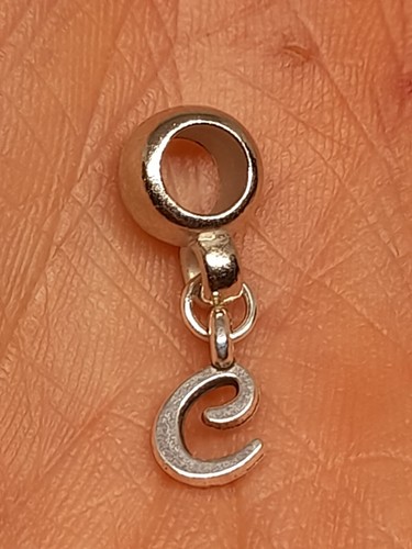 Charm Ciondolo Per Bracciale Lettera C Tono Argento ( Modello Pandora - Foto 2 di 2