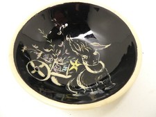 JOHN WILLIAMS AUSTRALIAN POTTERY HAND PAINTED DONKEY FLOWER CART DISH BOWL SIGN