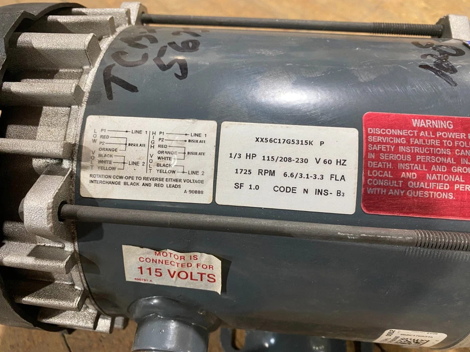 1/3HP Marathon 56C17G5315K Motor 115/208-230V 1PH Frame 56 Hazardous Locations - Image 2 of 4