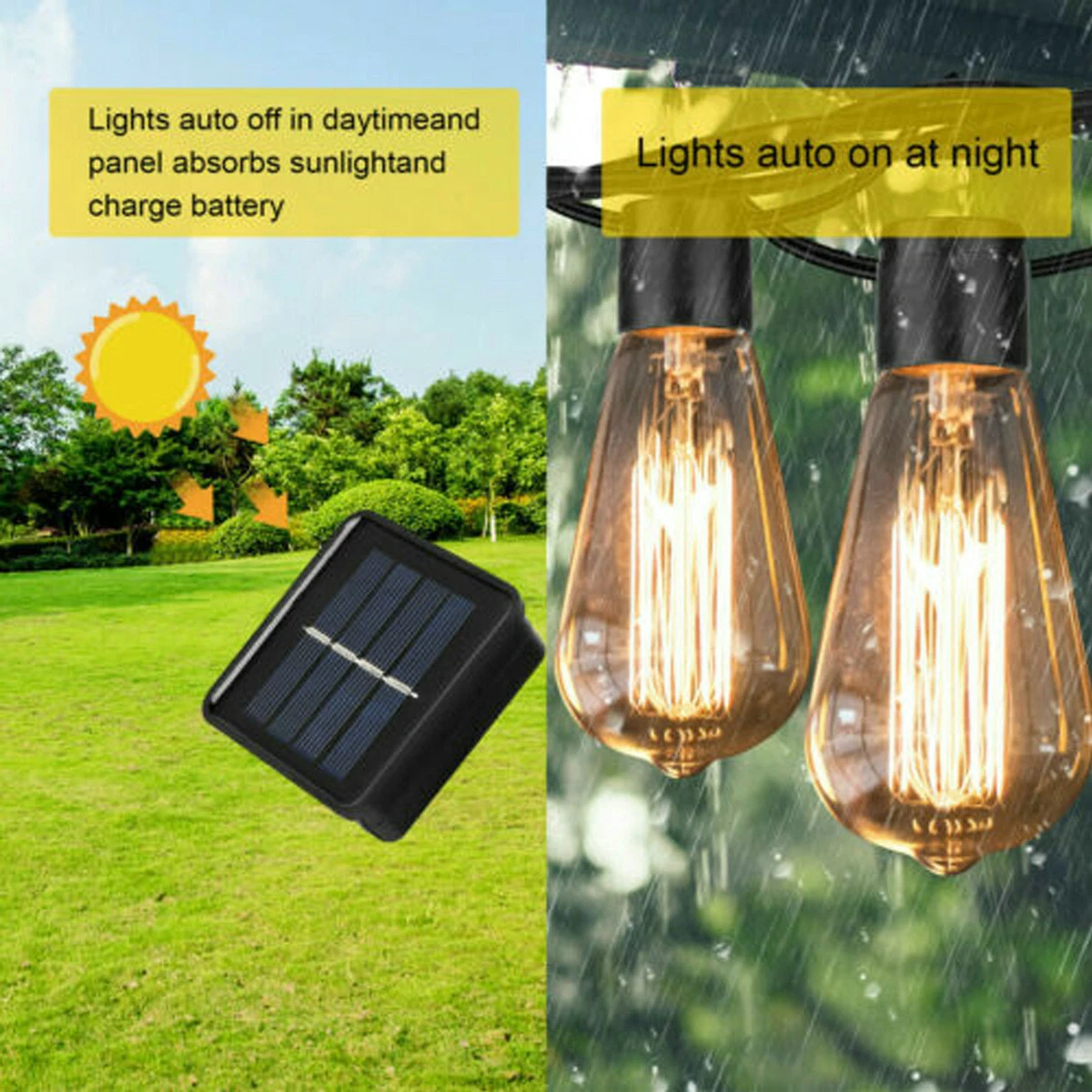 5M 20 LED Solar String Lights Bulbs Outdoor Garden Yard Lamp Decor Waterproof