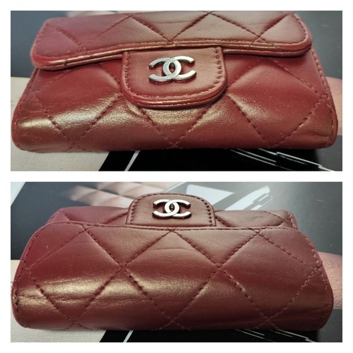 CHANEL 6 ring Key Case Matelasse Coco Mark Lambskin Leather Red France Auth - Picture 18 of 19
