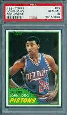 1981 Topps Basketball PSA 10 Mid-West #83 John Long Pop 9  Tough Card