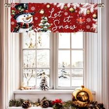 SIOQCKIS Snowman Christmas Curtains Valance, 18"W x 51"L Pack of 1 ,