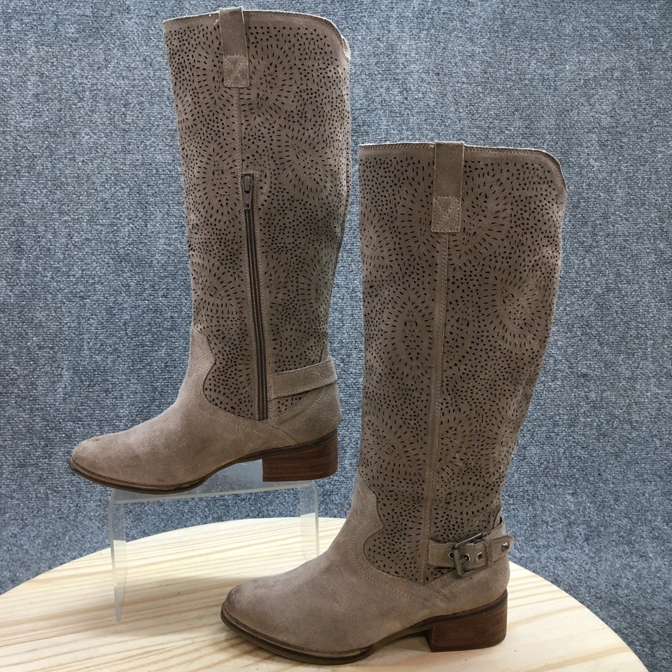 Naughty Monkey Botas Mujer 6 Ziba Bronceado Perforado Hasta la Rodilla Montar Marrón Gamuza Foto 2 de 4