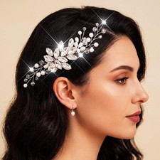 Rhinestone Silver Wedding Hair Comb Bridal Headpieces Bridesmaid Clip Decor