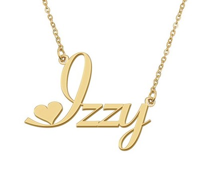 18 Karat vergoldet Izzy Herz Namenskette Edelstahl für Damen Geburtstag Gra
