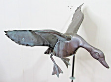 Vintage Full Size Copper  Landing Flying  Duck Weathervane Nice Patina