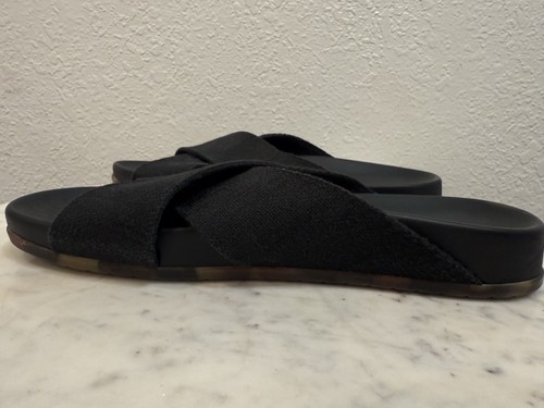 ROTHY'S The Weekend Slide Sandals Womens Sz 9 Black Natural Hemp Comfort - Picture 7 of 9