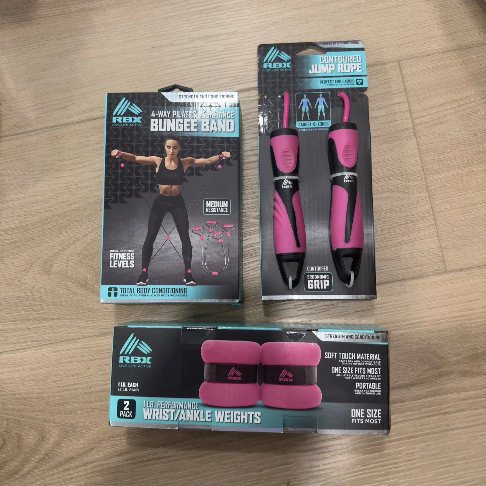 NEW RBX Strength & Conditioning Fitness Lot Bungee Band, Weights, Jump Rope