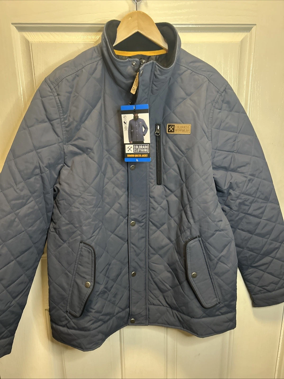 NEW Colorado Clothing Mens Jacket Diamond Quilted Nylon Shell Blue Large
